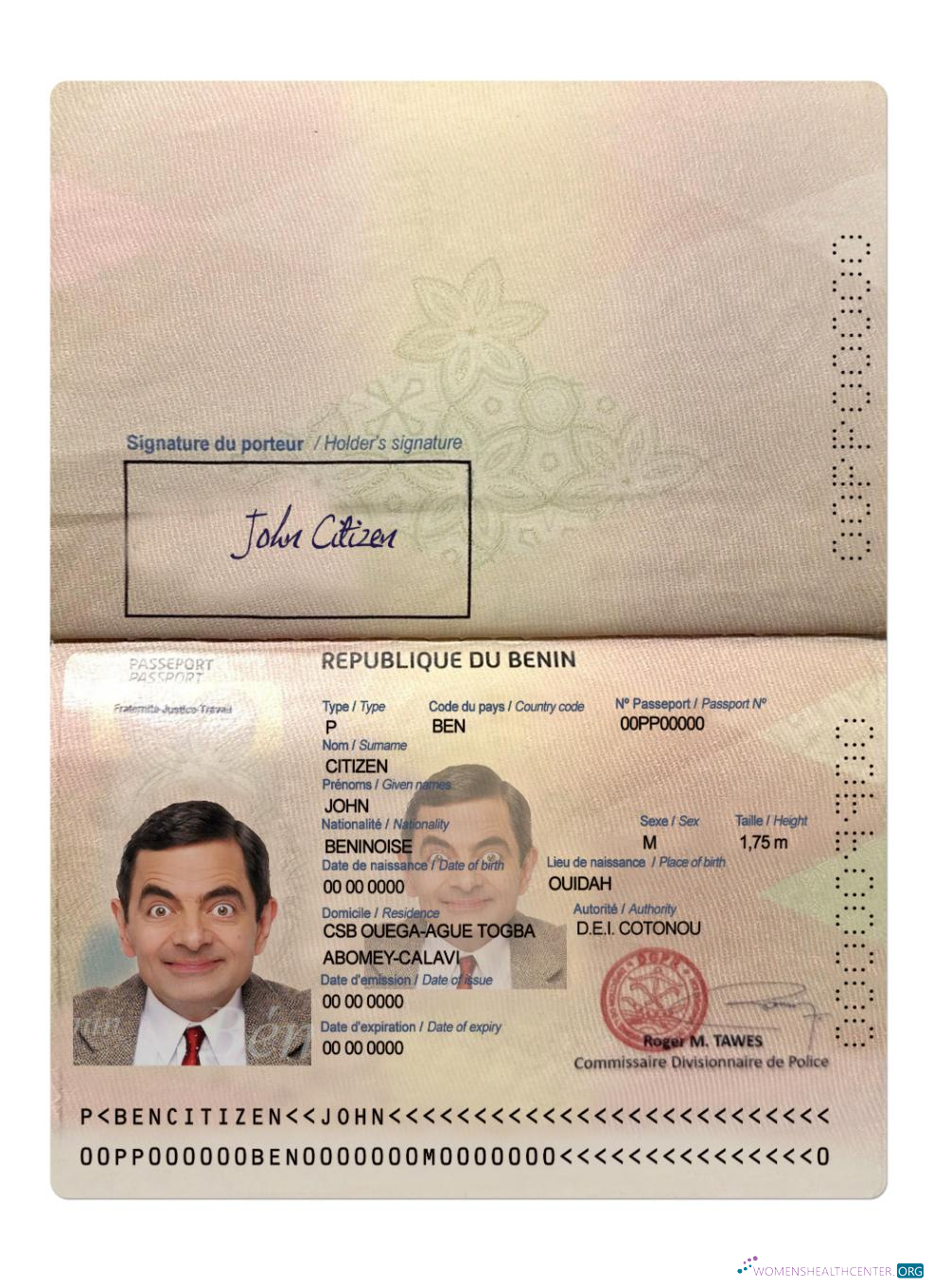 Download Benin passport 2022 present Photoshop template